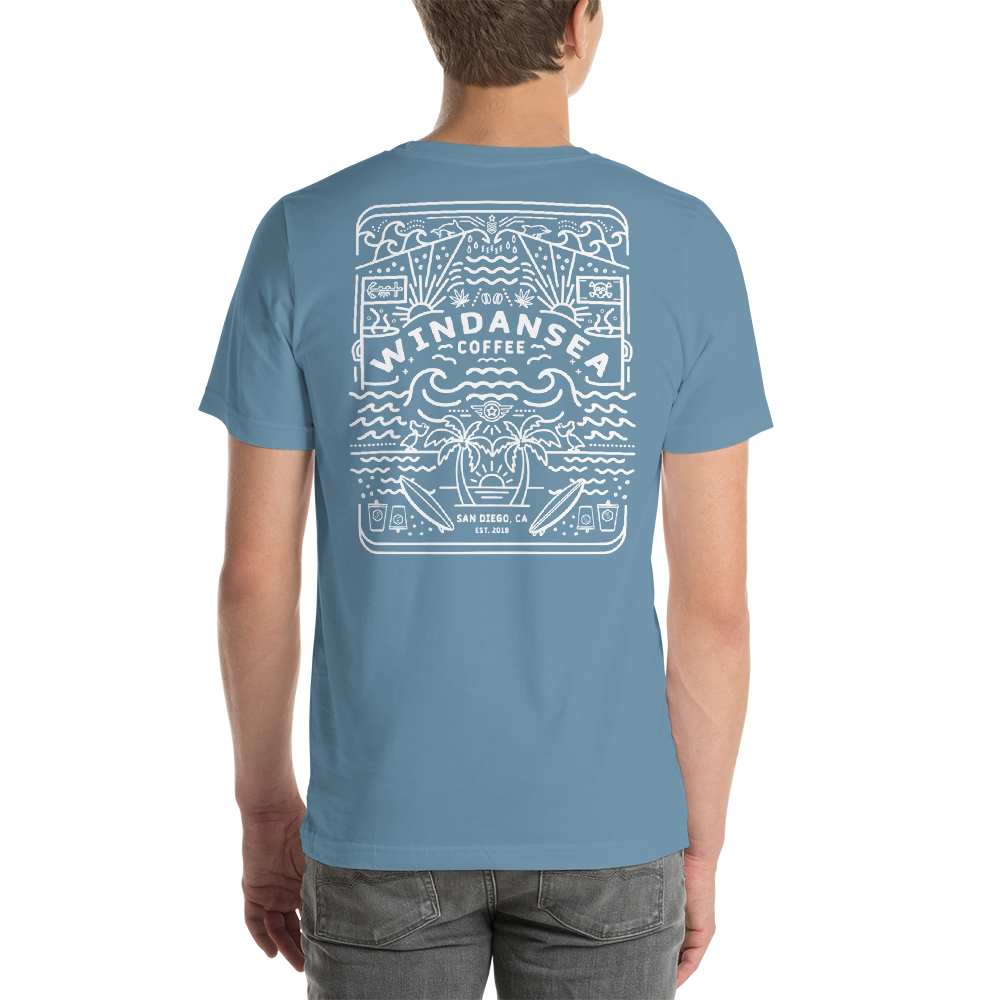 blue short sleeve t shirt back