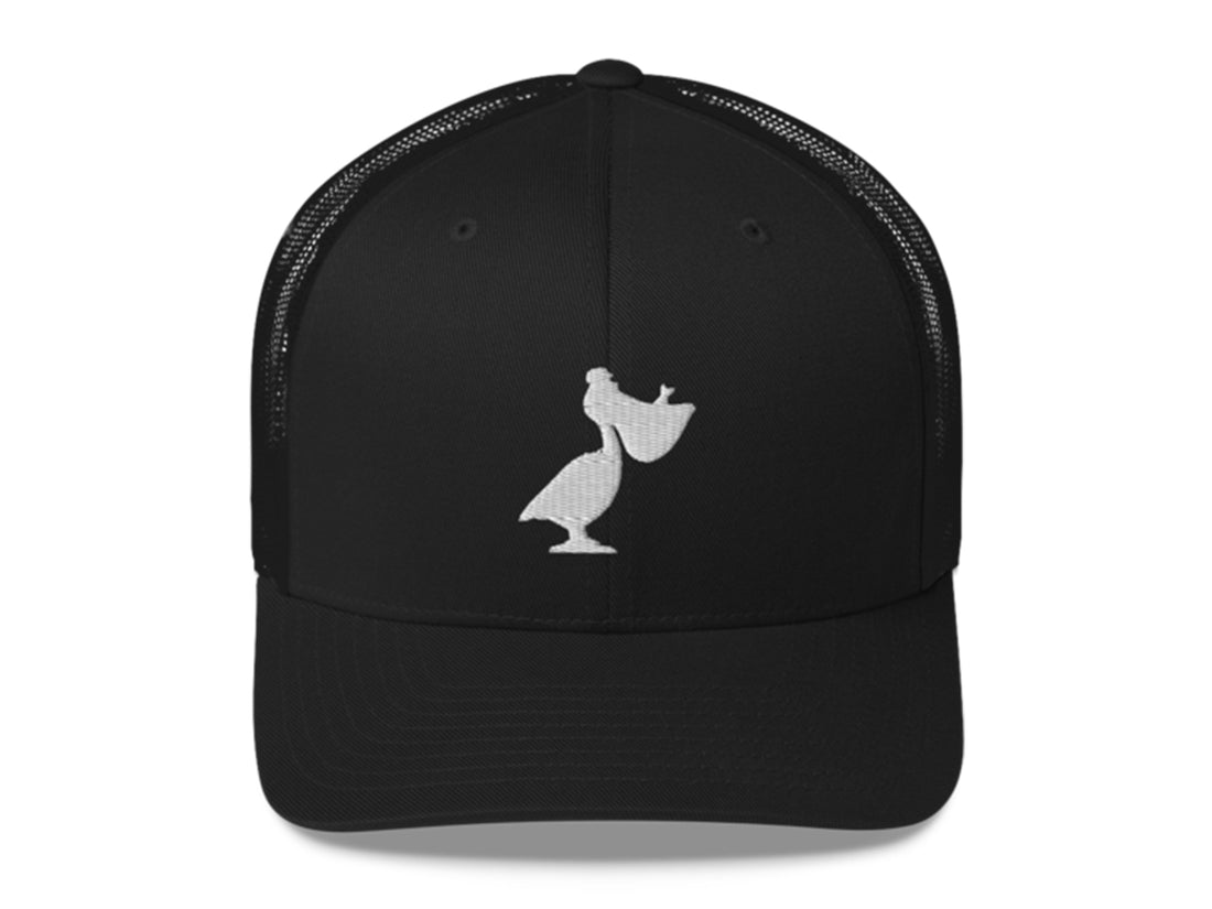 six panel Low Crown Embroidered Windansea Pelican Trucker Cap.